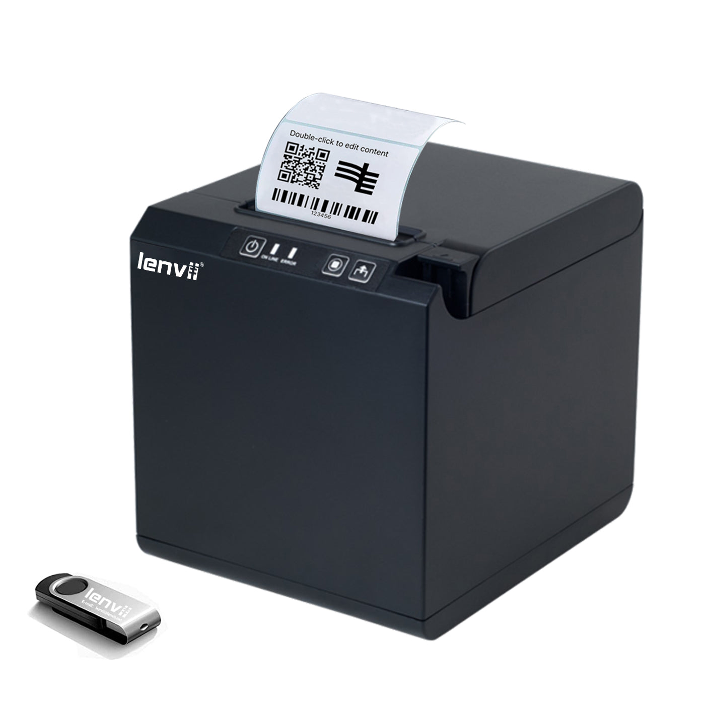 LENVII LV-275 Thermal Receipt Printer | No Ink, Fast Printing for Retail & Restaurant POS