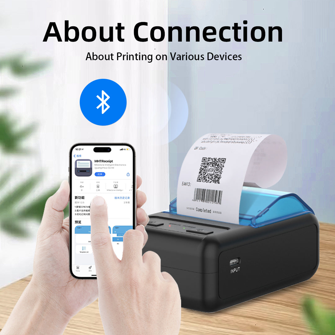LENVII 268B 2IN/58MM Portable/Mobile Bluetooth Thermal Receipt Printer for Community Garden Plots