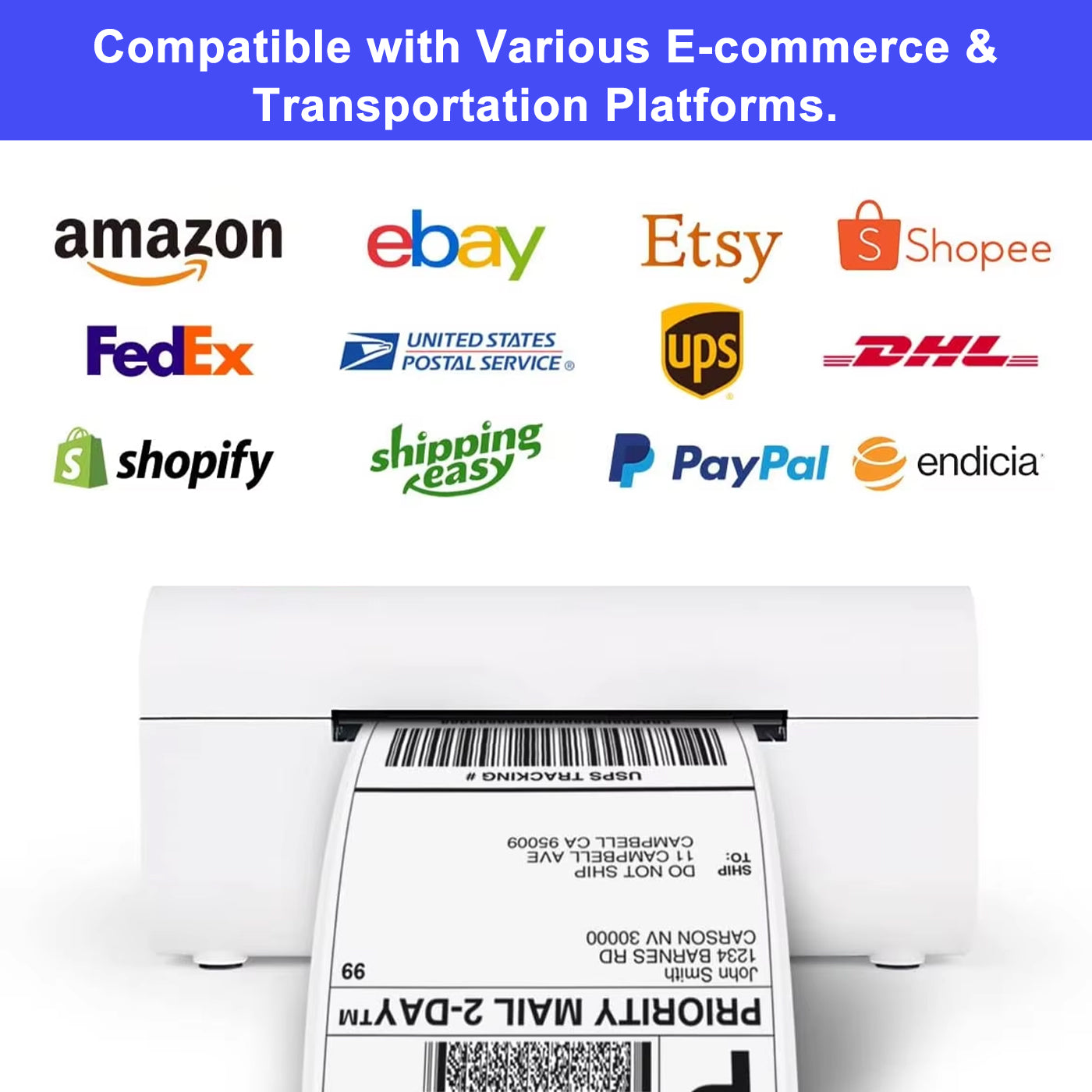 LV-1300 80mm Thermal Label Printer - USB + Bluetooth Shipping Label Printer