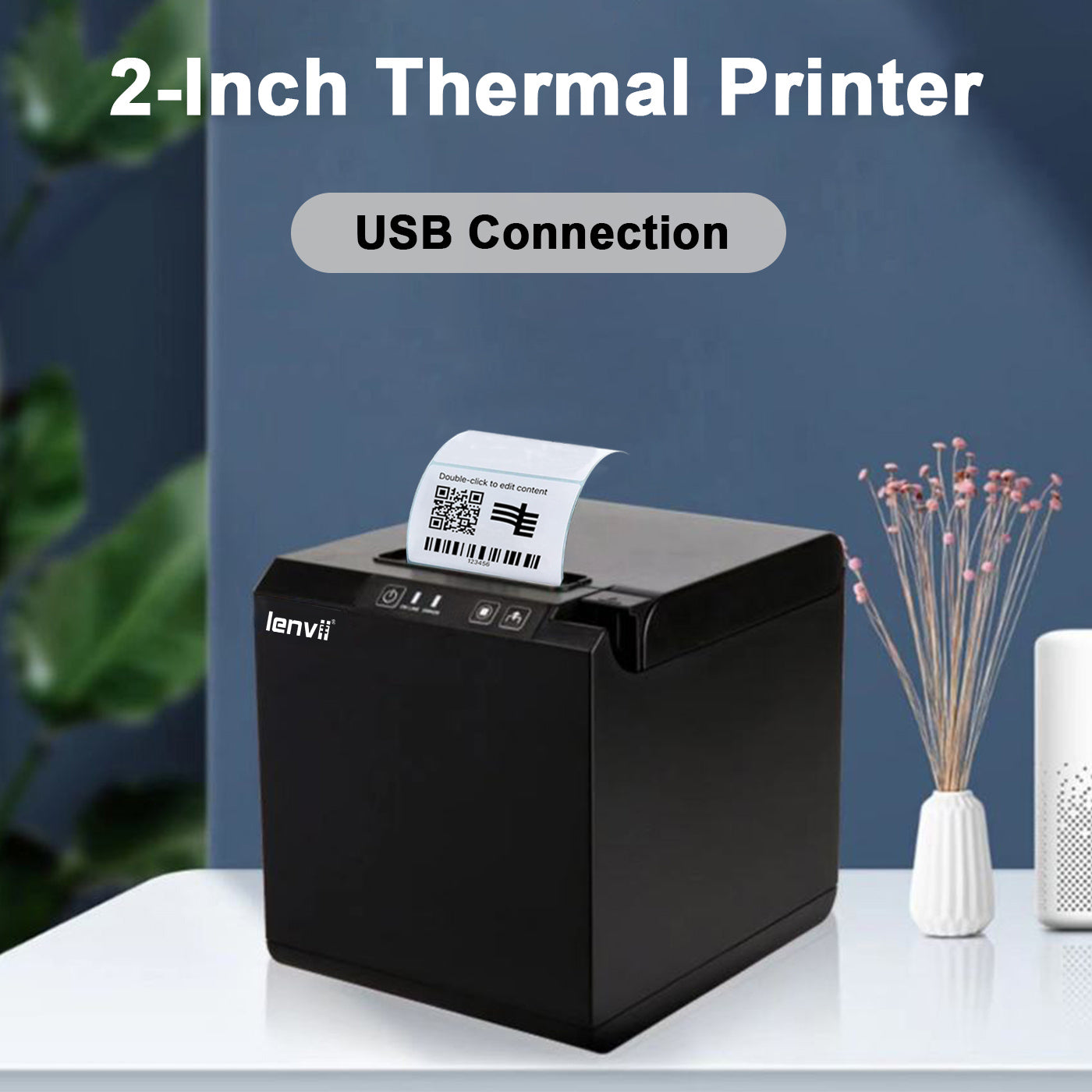 LENVII LV-275 Thermal Receipt Printer | No Ink, Fast Printing for Retail & Restaurant POS