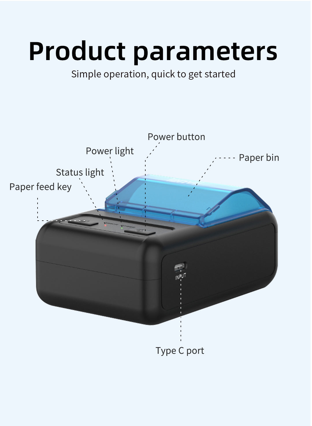LENVII 268B 2IN/58MM Portable/Mobile Bluetooth Thermal Receipt Printer for Community Garden Plots