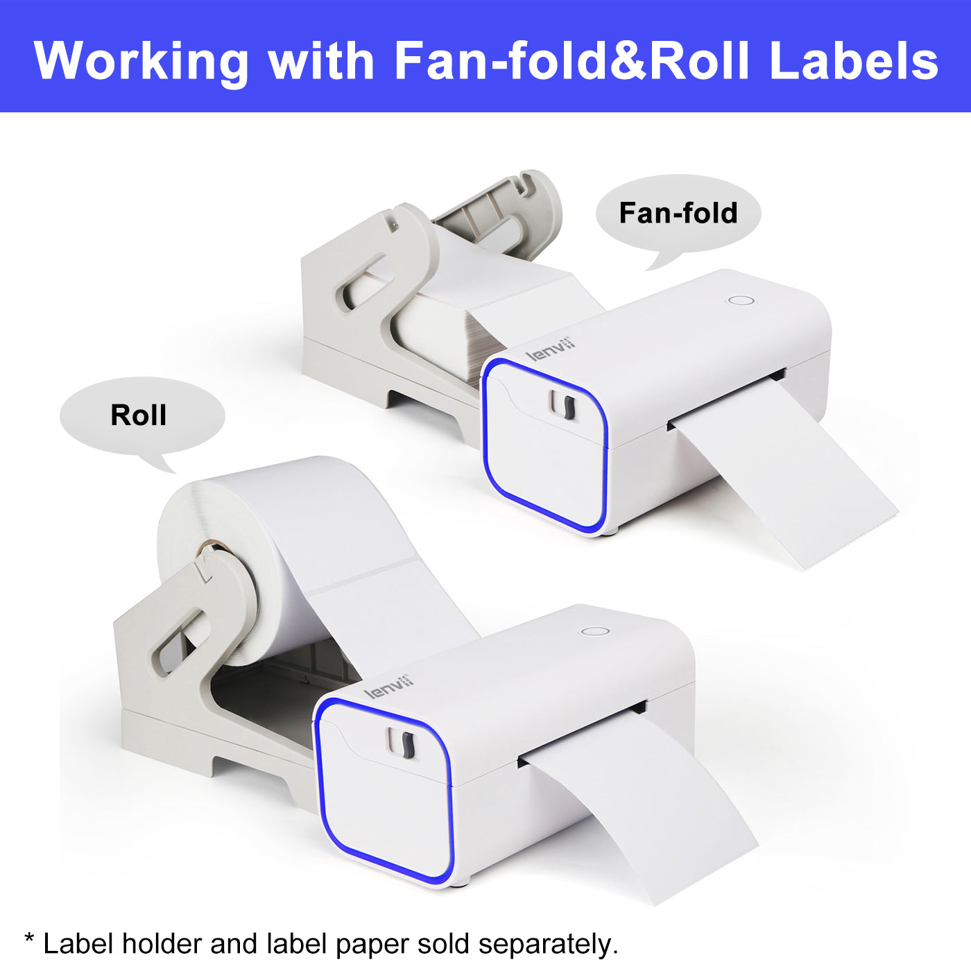 LV-1300 80mm Thermal Label Printer - USB + Bluetooth Shipping Label Printer