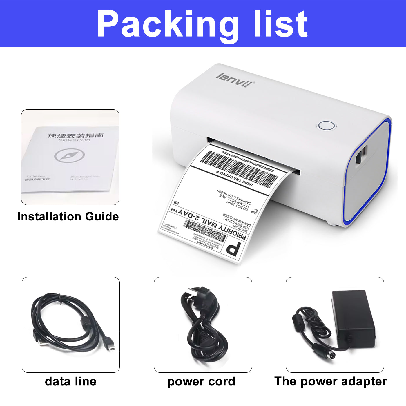 LV-1300 80mm Thermal Label Printer - USB + Bluetooth Shipping Label Printer