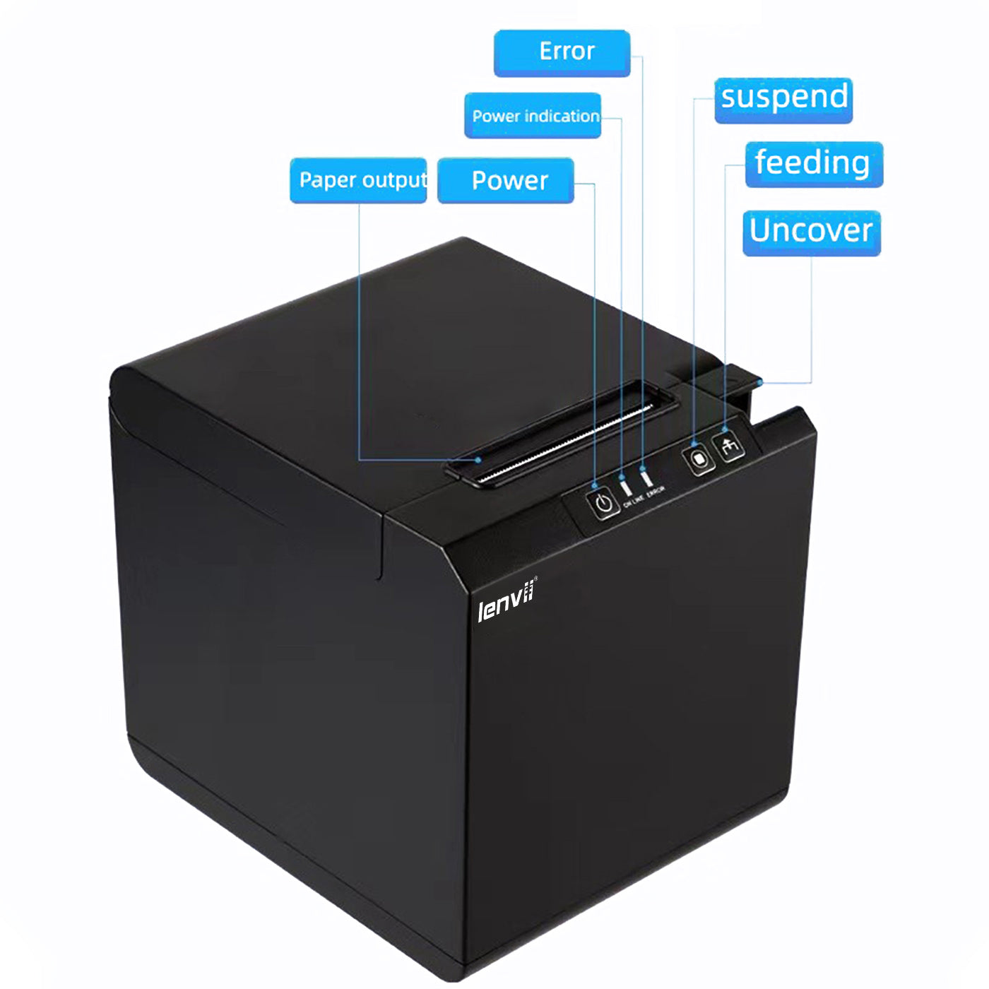 LENVII LV-275 Thermal Receipt Printer | No Ink, Fast Printing for Retail & Restaurant POS