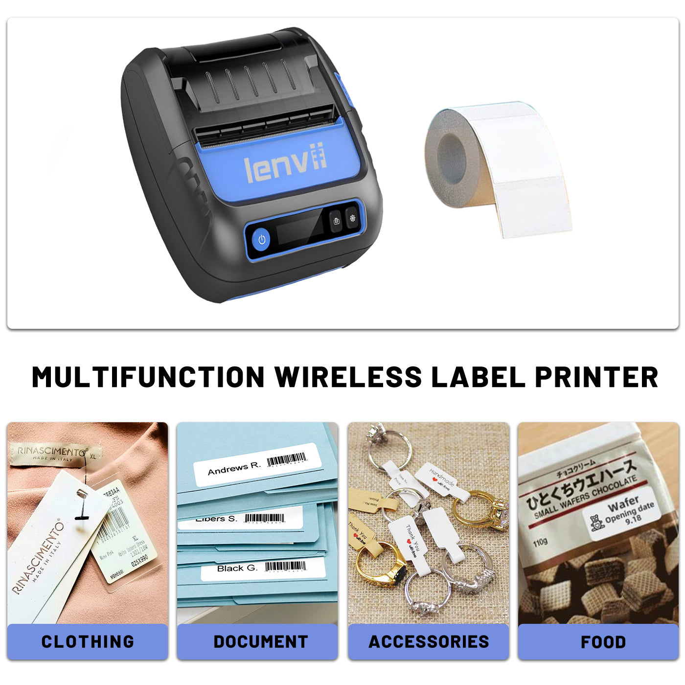 LV-399B 80mm Portable Bluetooth Label Printer - Industrial Grade