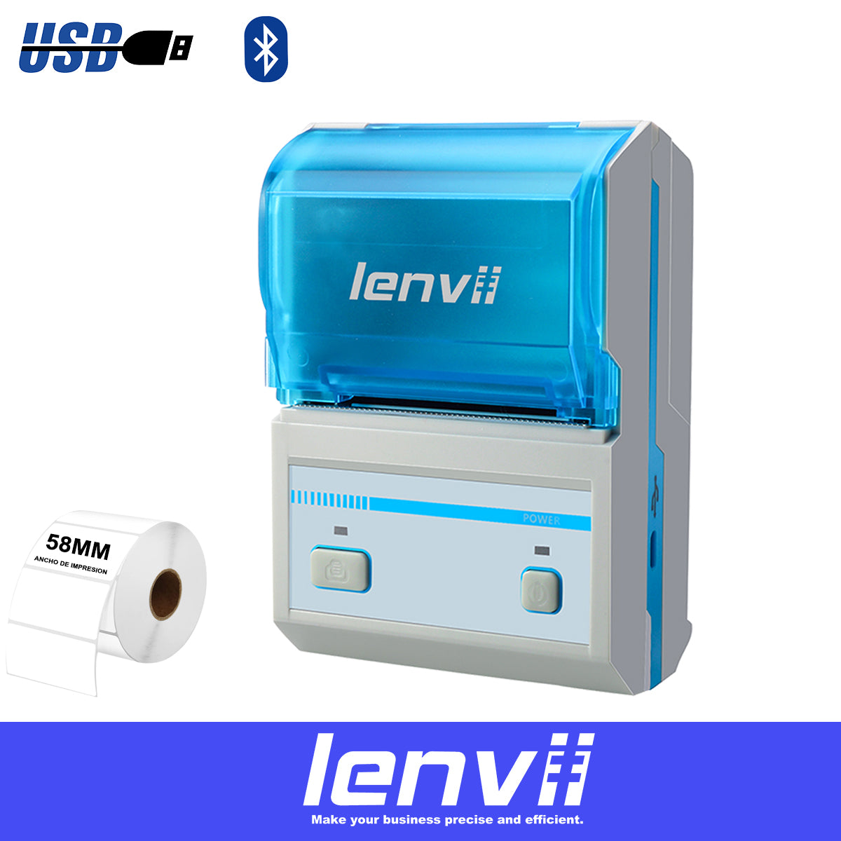 LENVII LV-278B 58mm Bluetooth Portable Thermal Label Printer