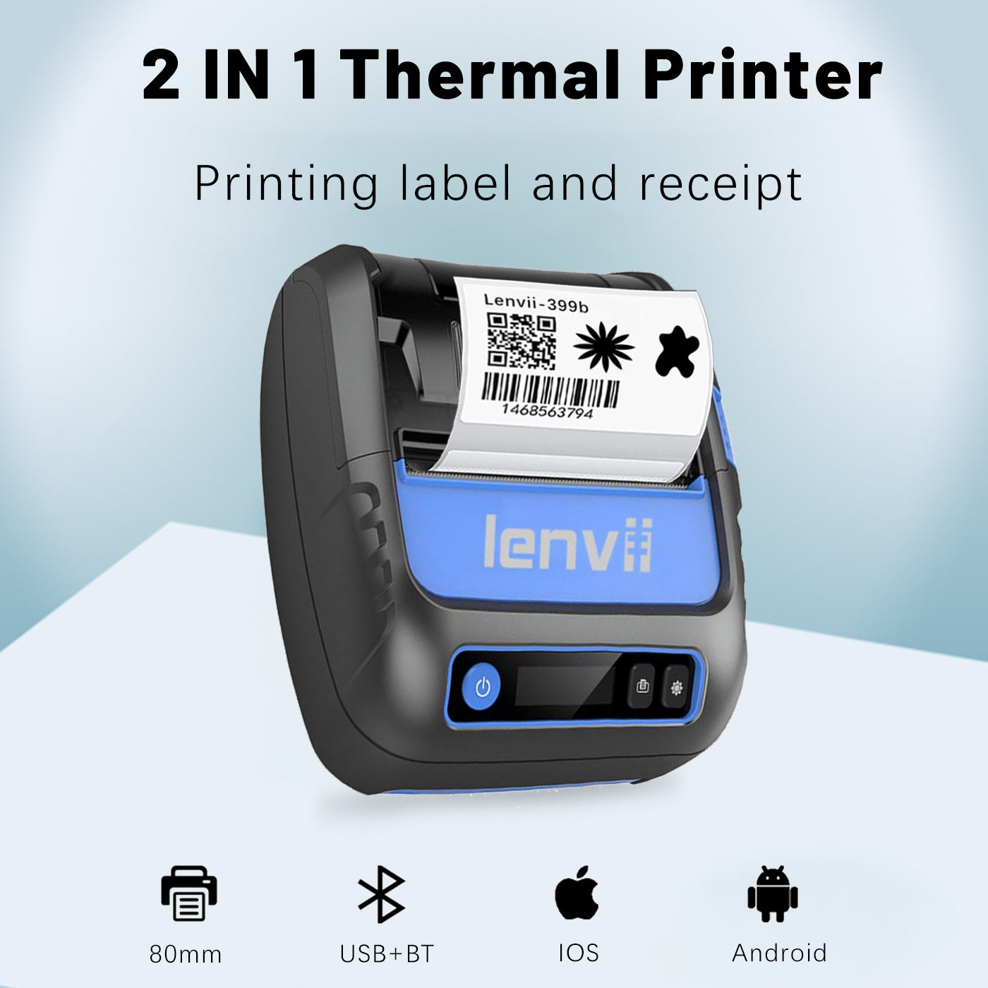 LENVII LV-399B 80mm Portable Bluetooth Label Printer – Industrial