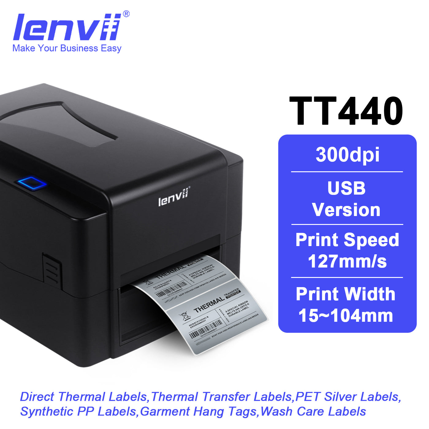 TT440 4-Inch Thermal Transfer Printer - 300 DPI High-Resolution Barcode Printer