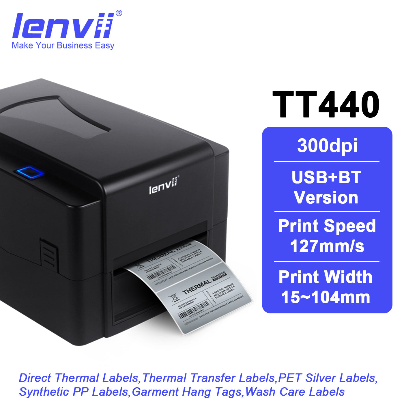 TT440 4-Inch Thermal Transfer Printer - 300 DPI High-Resolution Barcode Printer