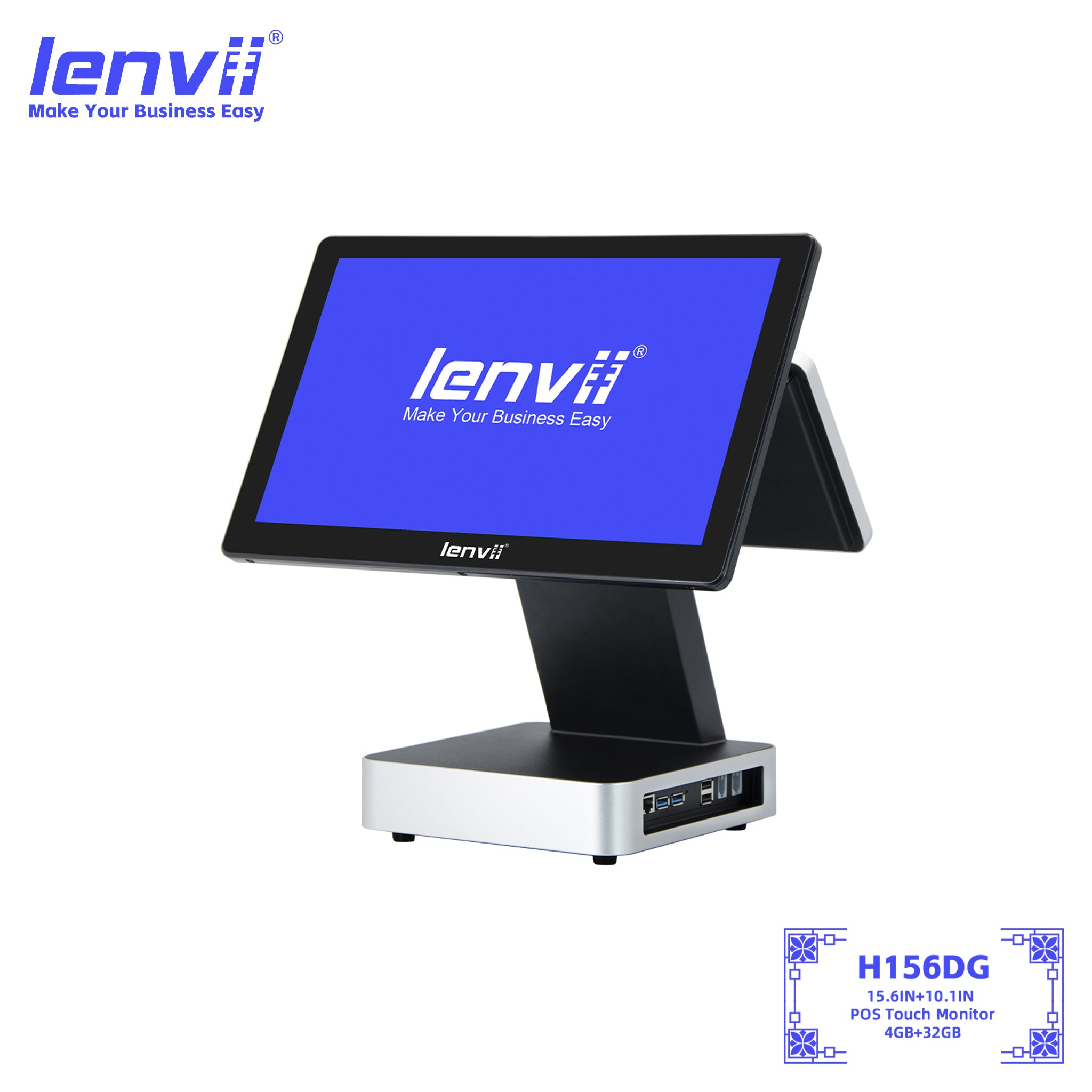 LENVII AD156D 15.6"+11.6" Dual-Screen Android POS Monitor