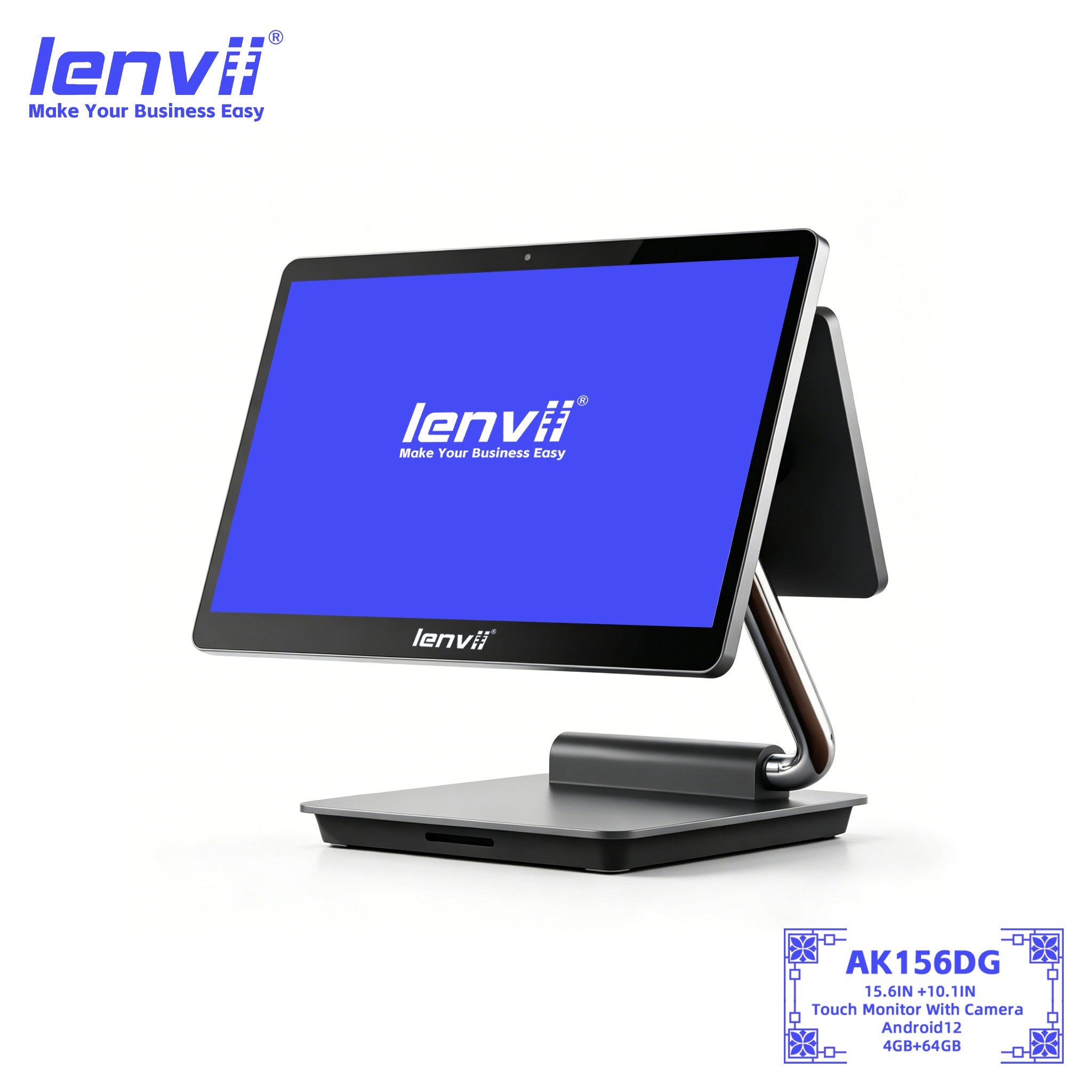 LENVII AK156DG 15.6"+10.1" Dual-Screen Android POS Monitor