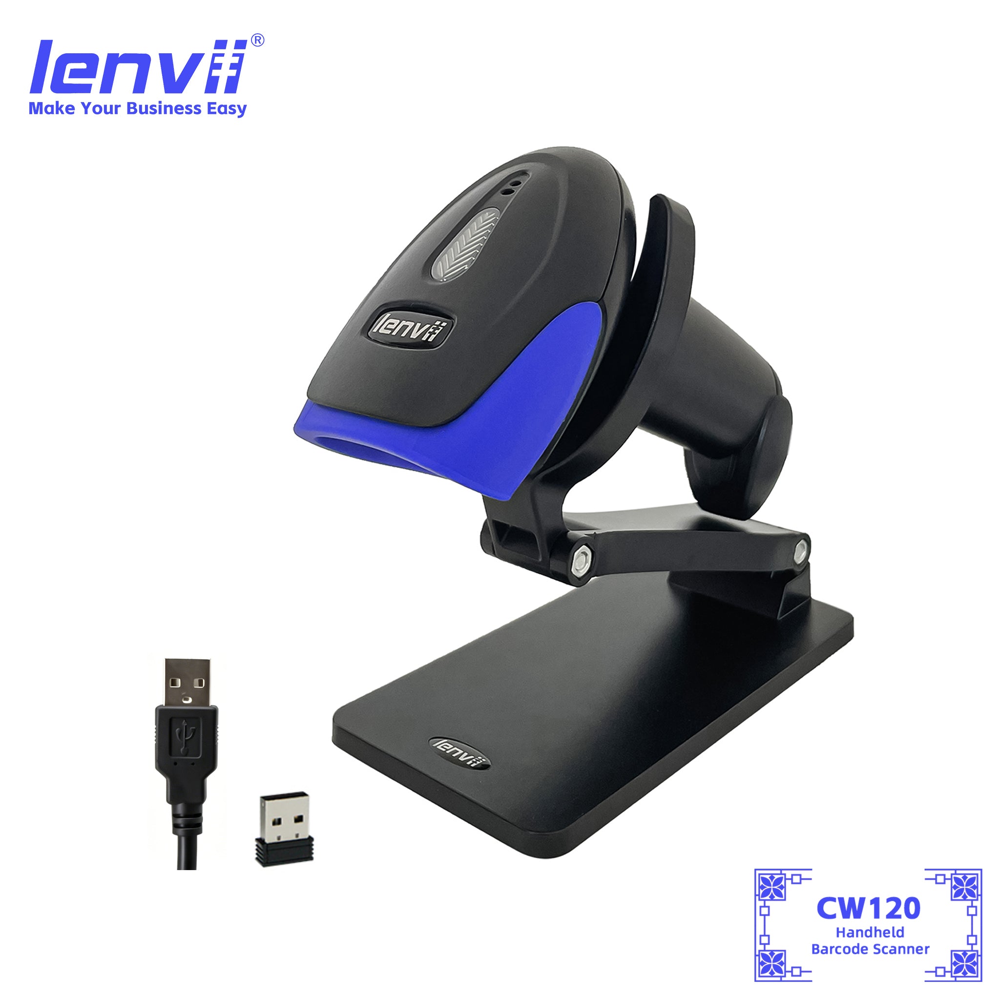 LENVII CW120 Long-Range Wireless 1D Barcode Scanner