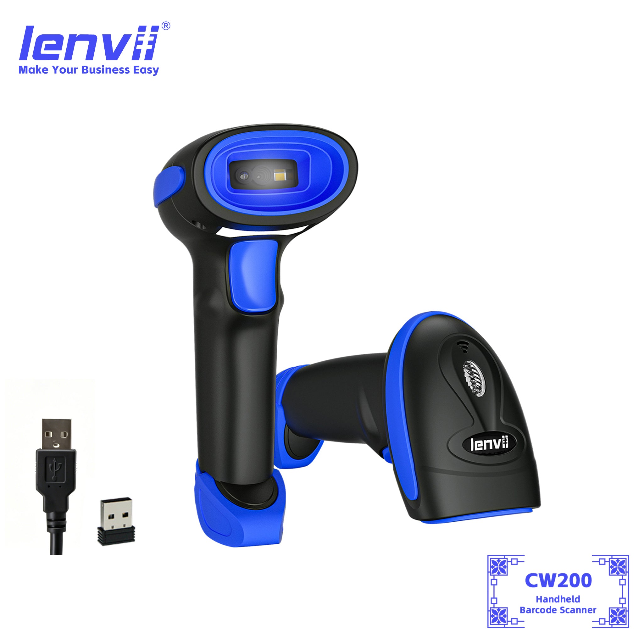LENVII C200 Wired Barcode Scanner | 1D USB Scanner for Retail & Warehouse