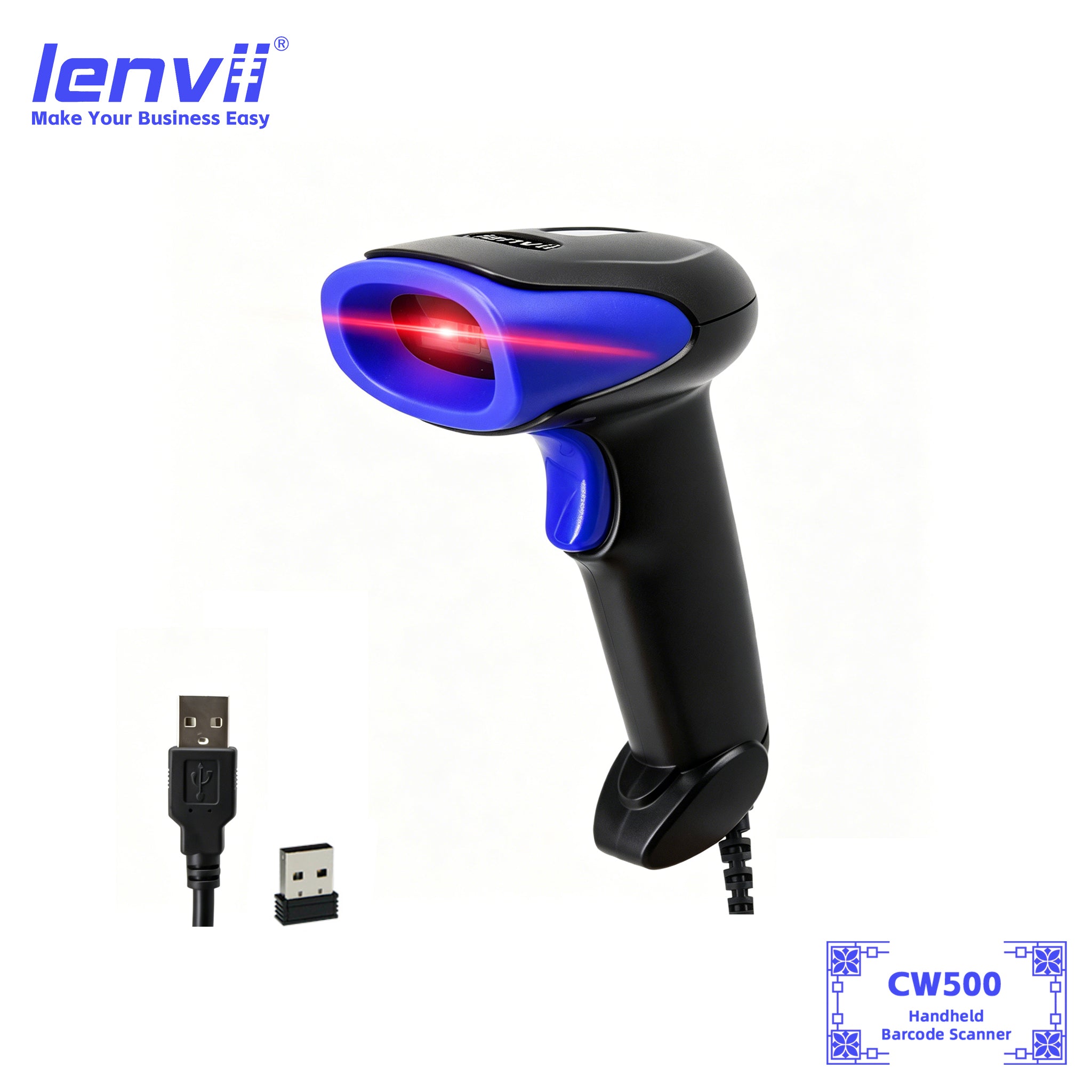 LENVII CW500 Industrial Wireless 1D & 2D Barcode Scanner