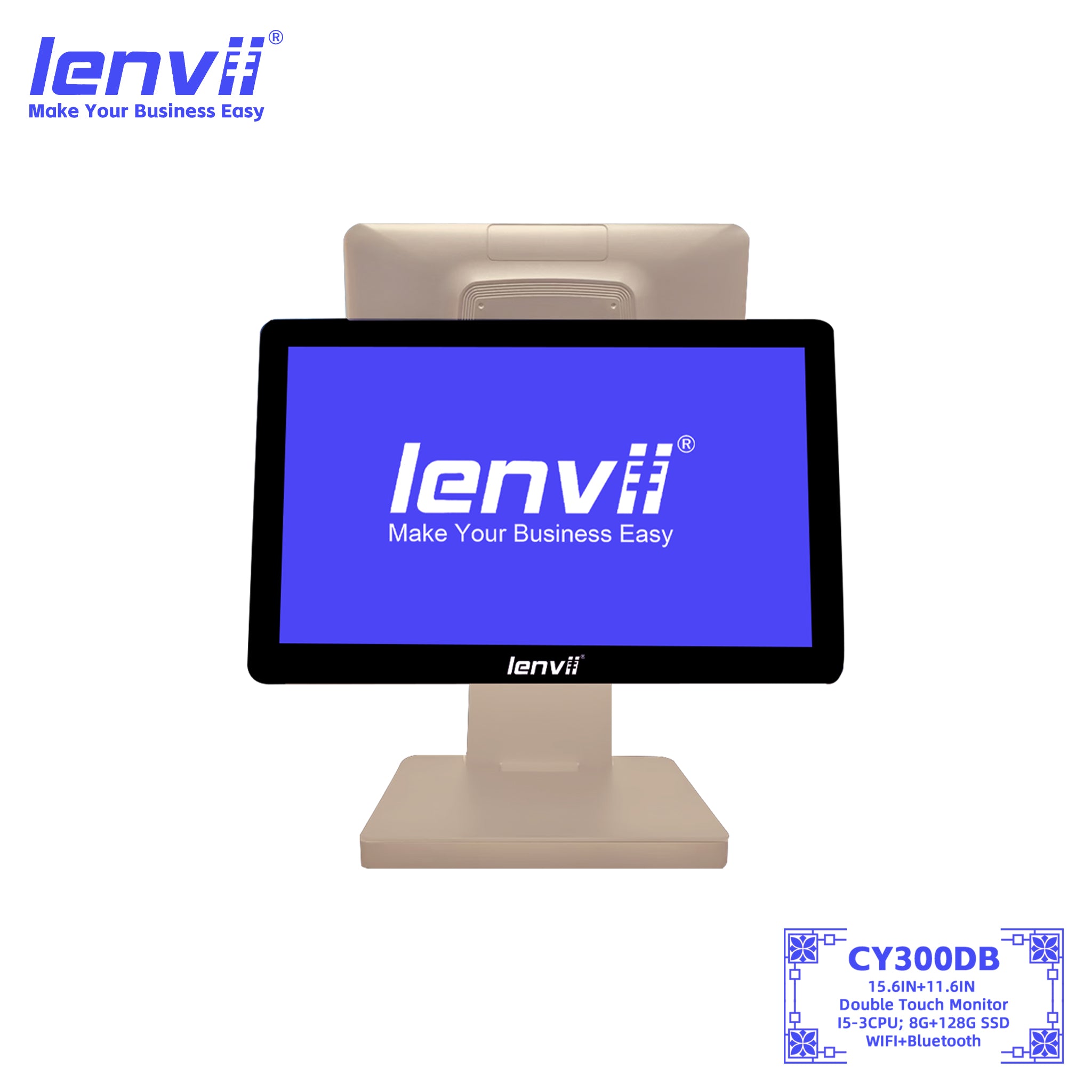 LENVII CY300DB Windows POS Terminal — Dual Display & Bluetooth