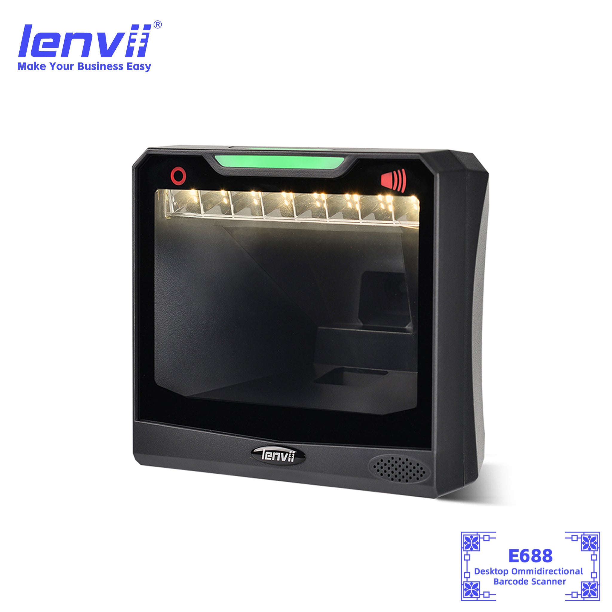 LENVII E688 Desktop Barcode Scanner | USB 1D 2D QR