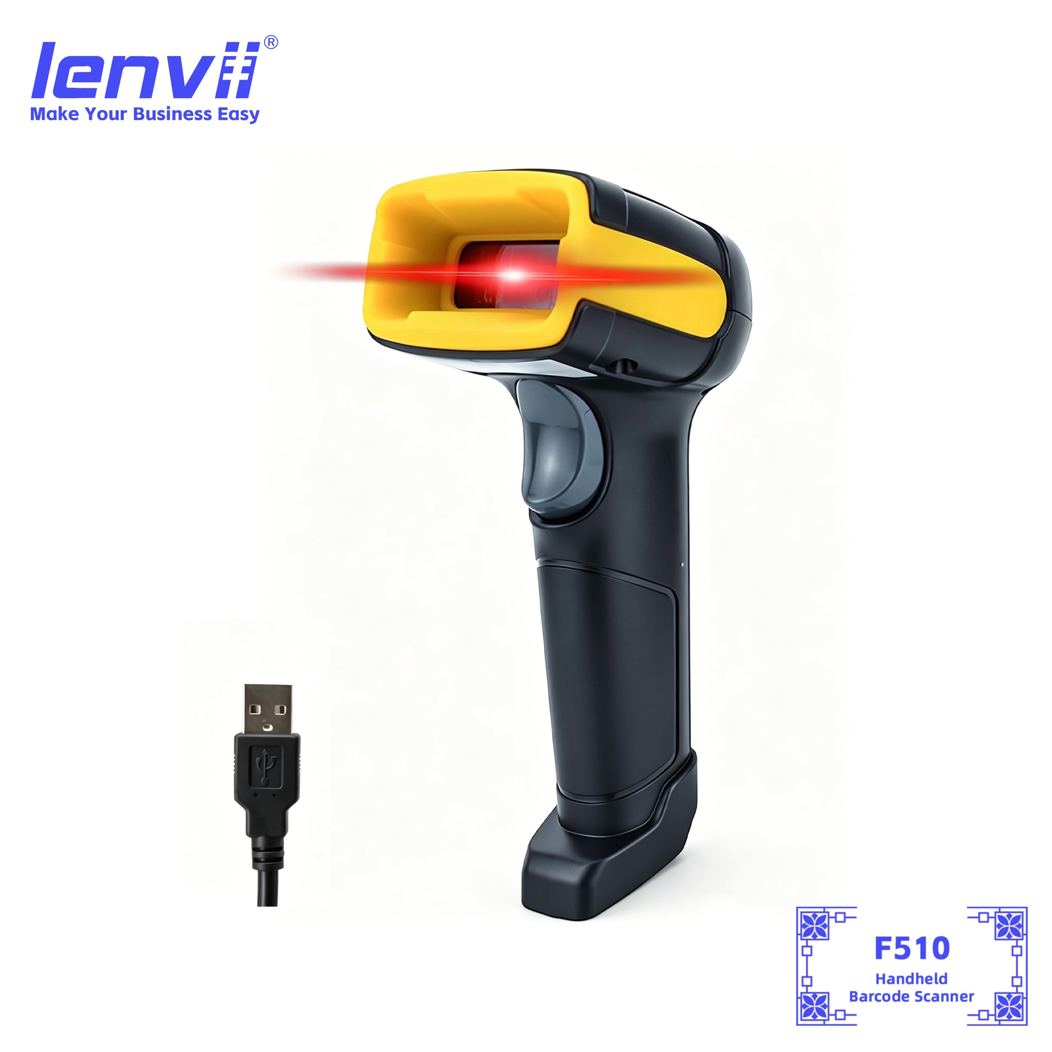 LENVII F510 Wired Handheld Barcode Scanner