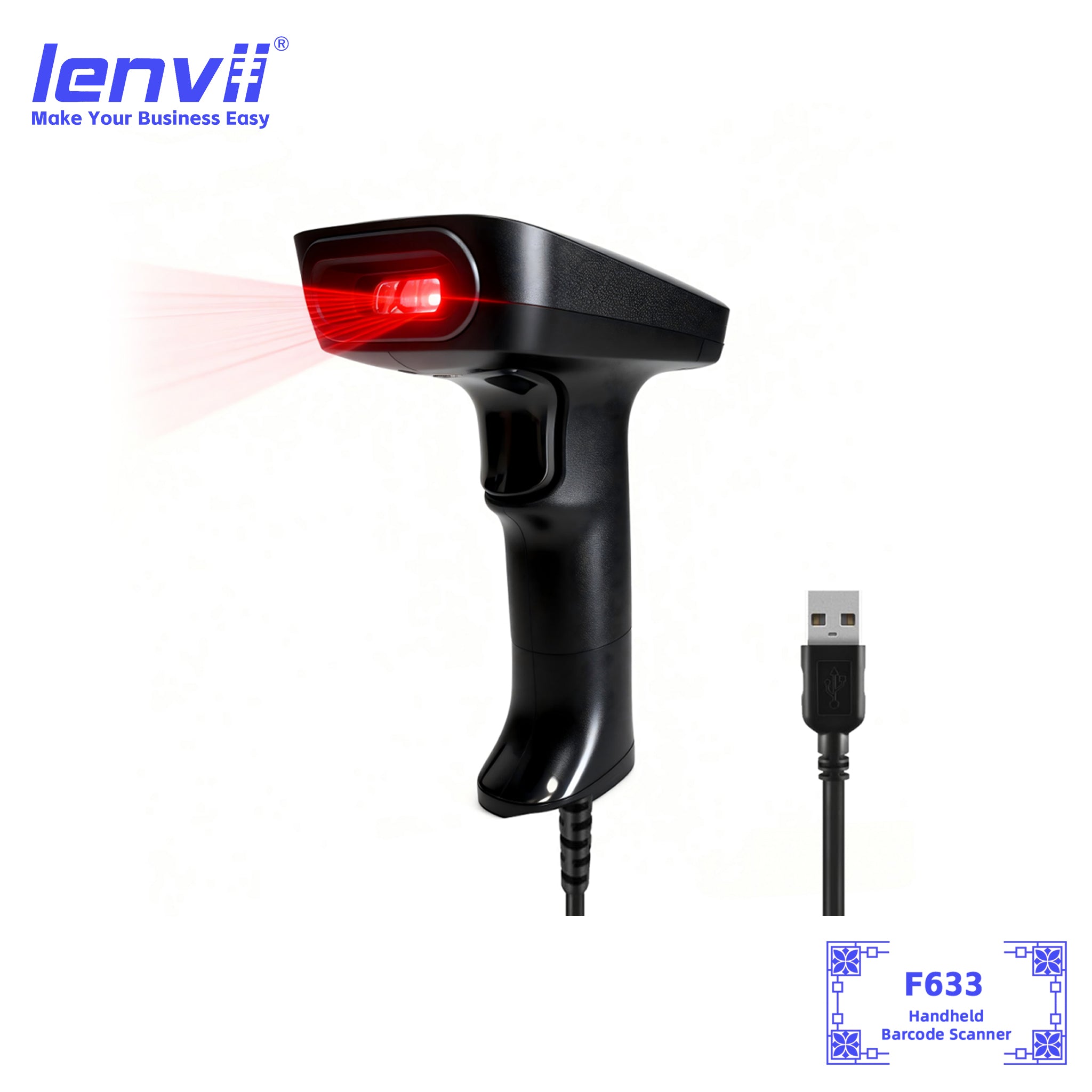 LENVII F633 Wired Handheld Barcode Scanner