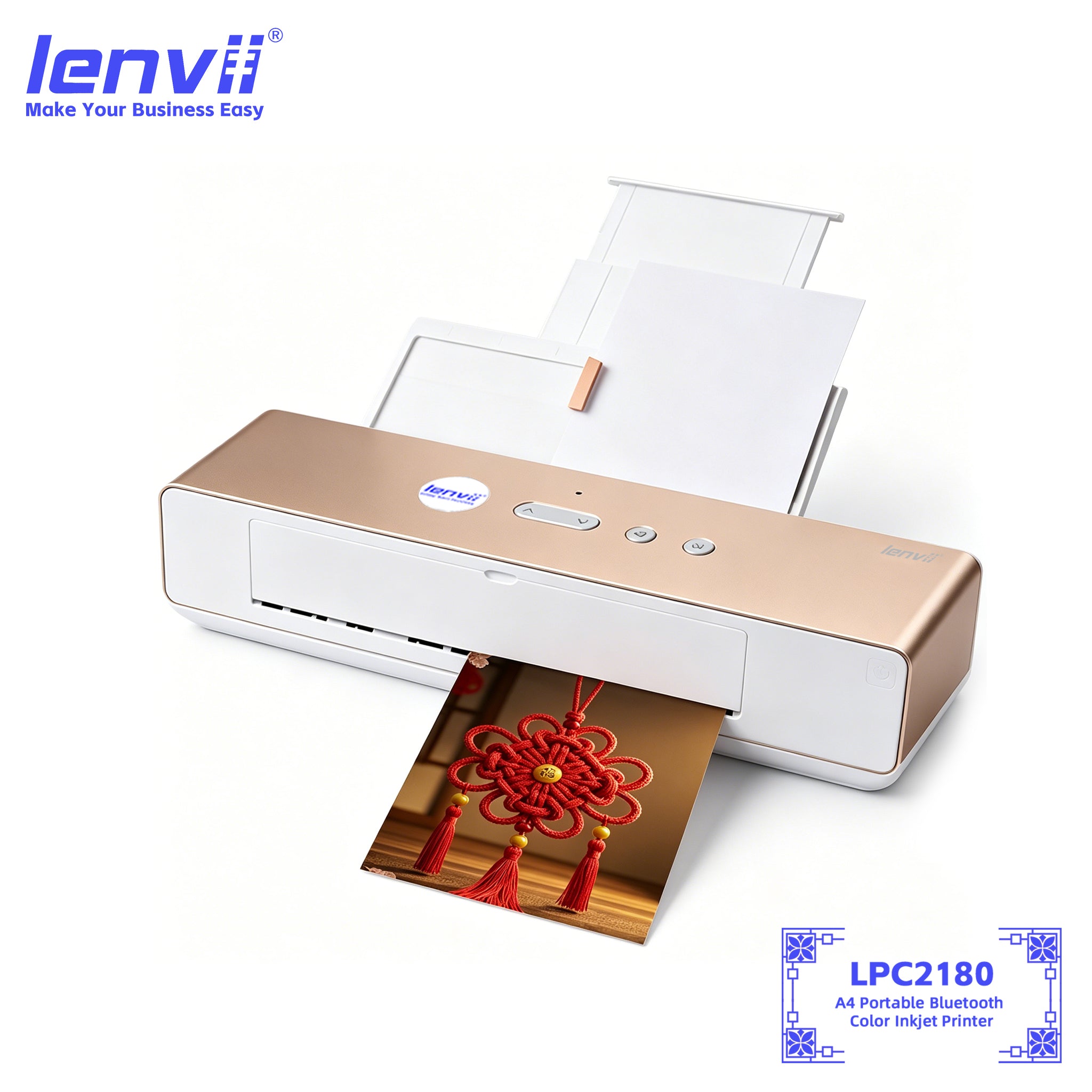 LENVII LPC2180 Portable Bluetooth A4 Printer - Gold