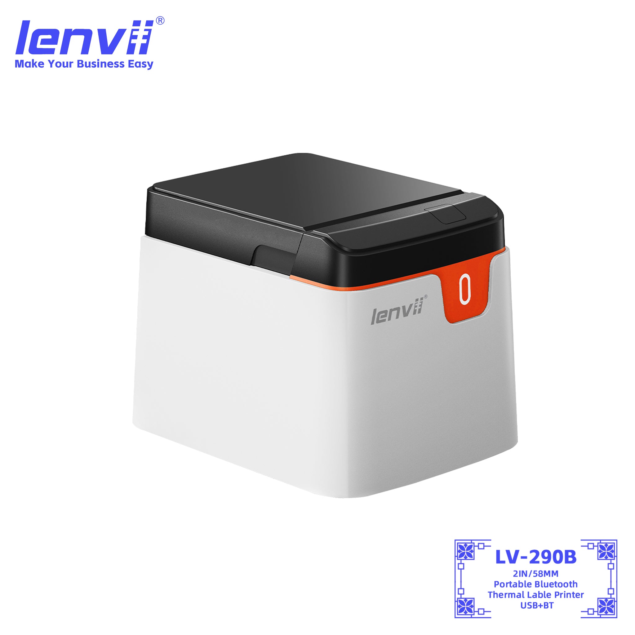 LENVII LV-290B Desktop Thermal Label Printer | USB & Bluetooth