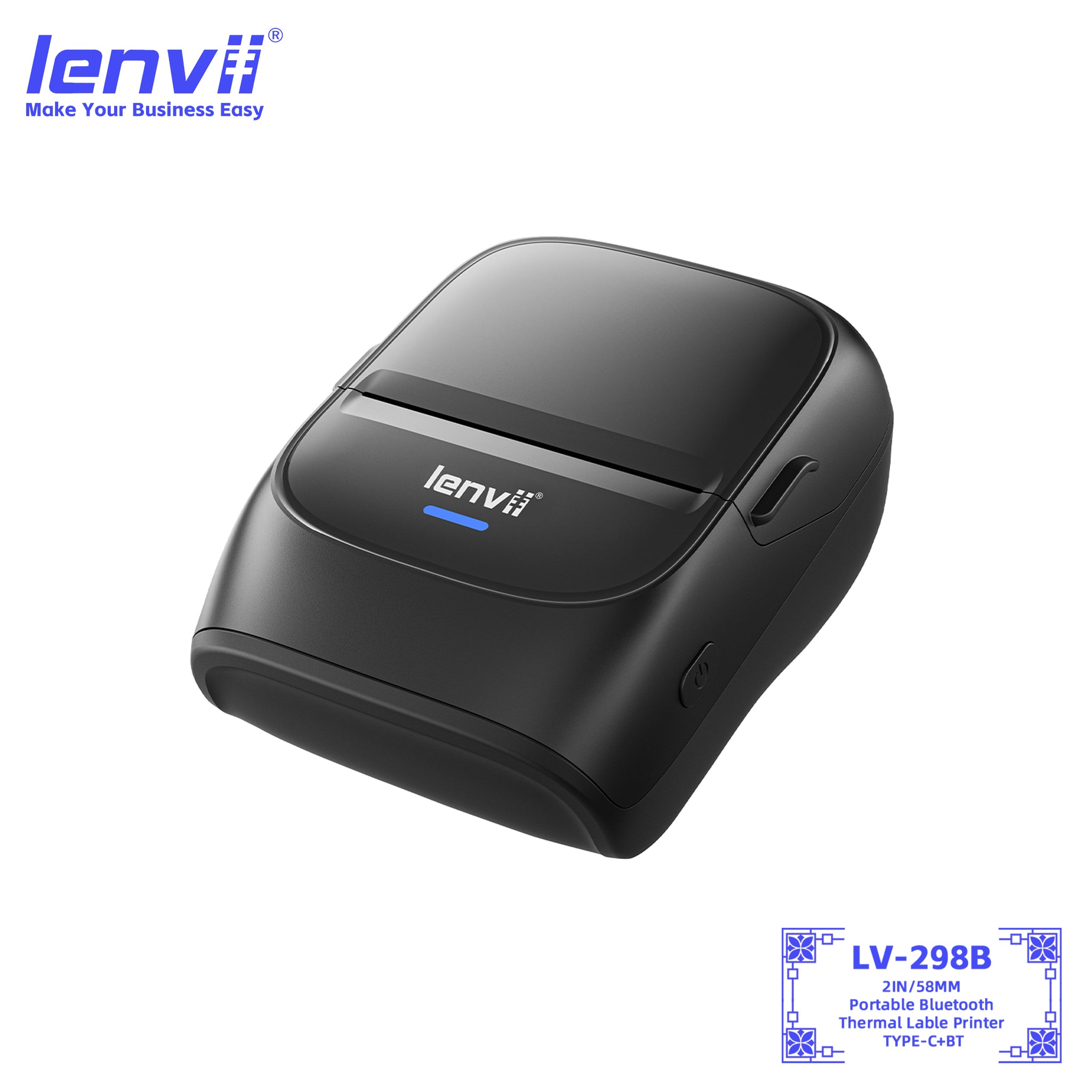 LENVII LV-298B Portable Thermal Label Printer 203DPI