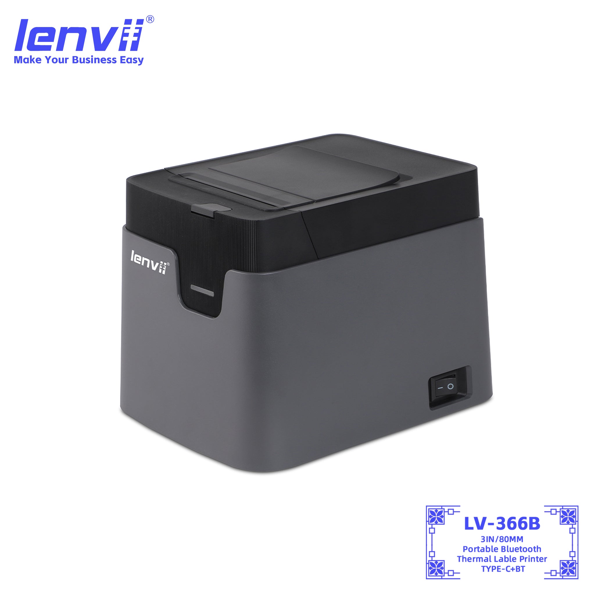 LENVII LV-366B 80mm Thermal Label Printer | USB & Bluetooth