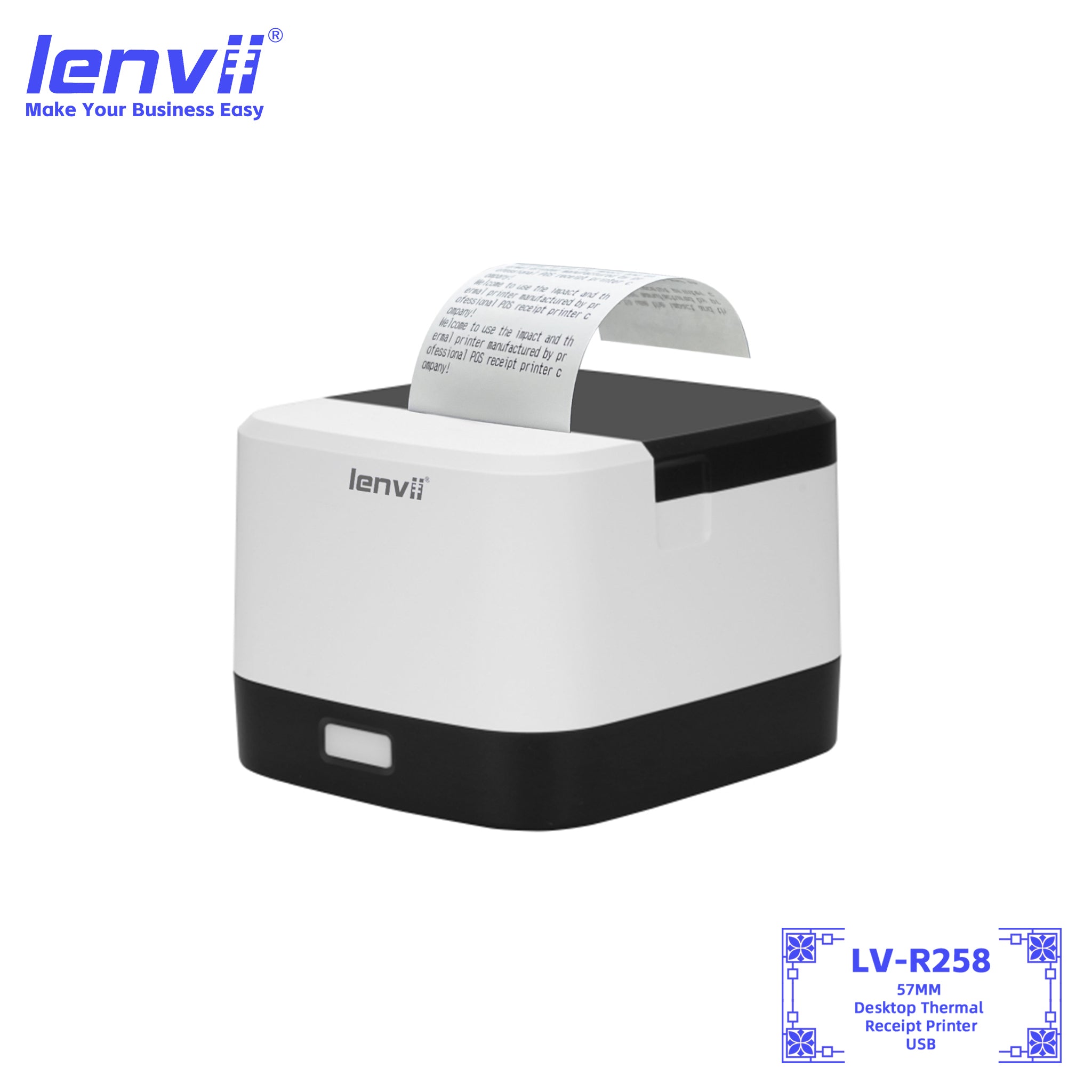 LENVII LV-R258 58mm Thermal Receipt Printer | USB Wired