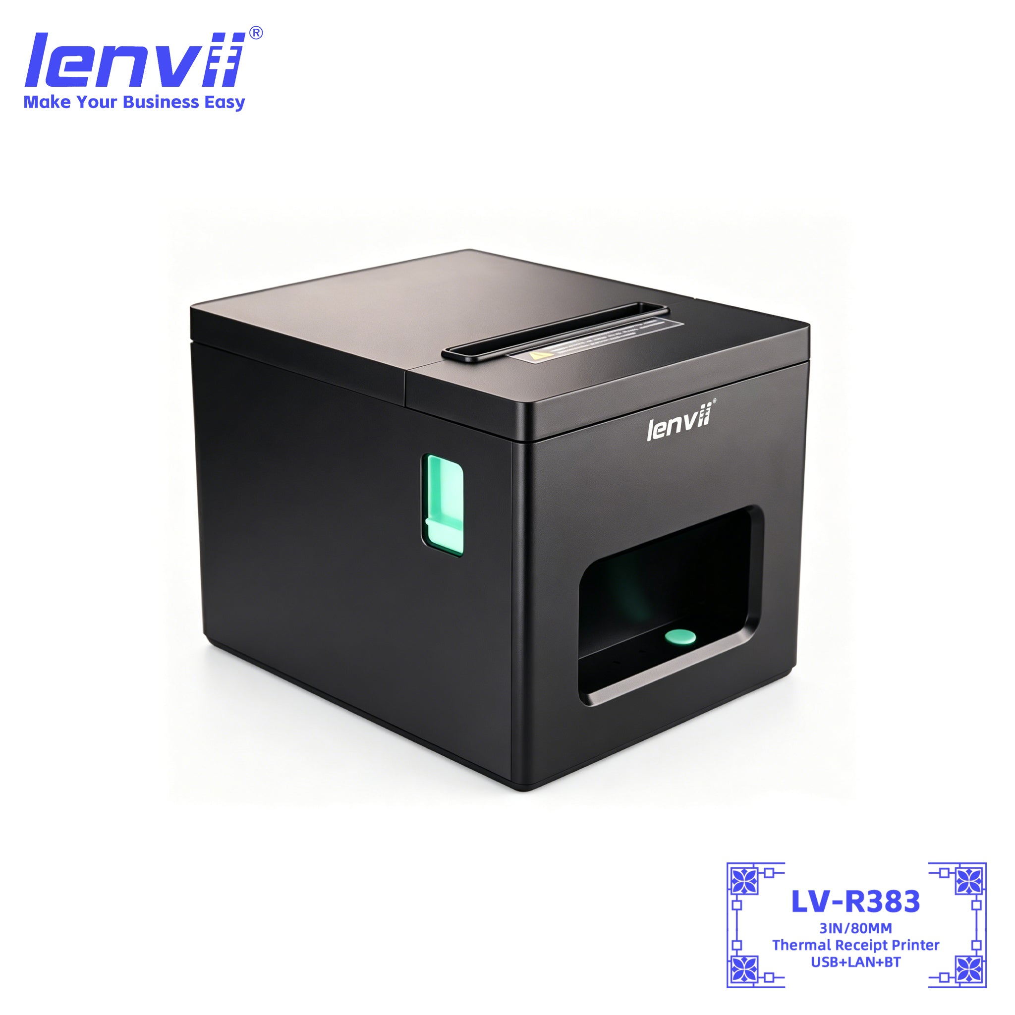 LENVII LV-R383 80mm Thermal Receipt Printer – USB/LAN/BT/WiFi
