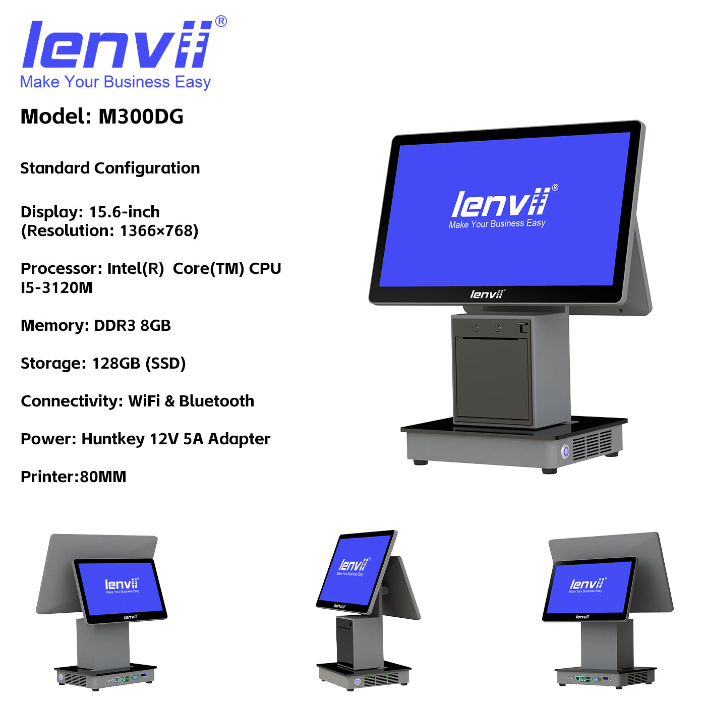 LENVII M300DG 15.6" POS Terminal | Android 12 & Windows 10