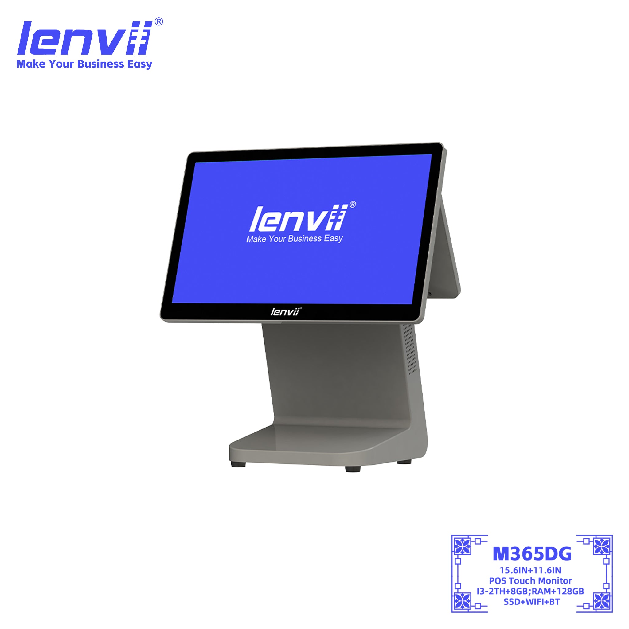 LENVII M365DG Dual-Screen Windows POS Terminal 15.6"+11.6"