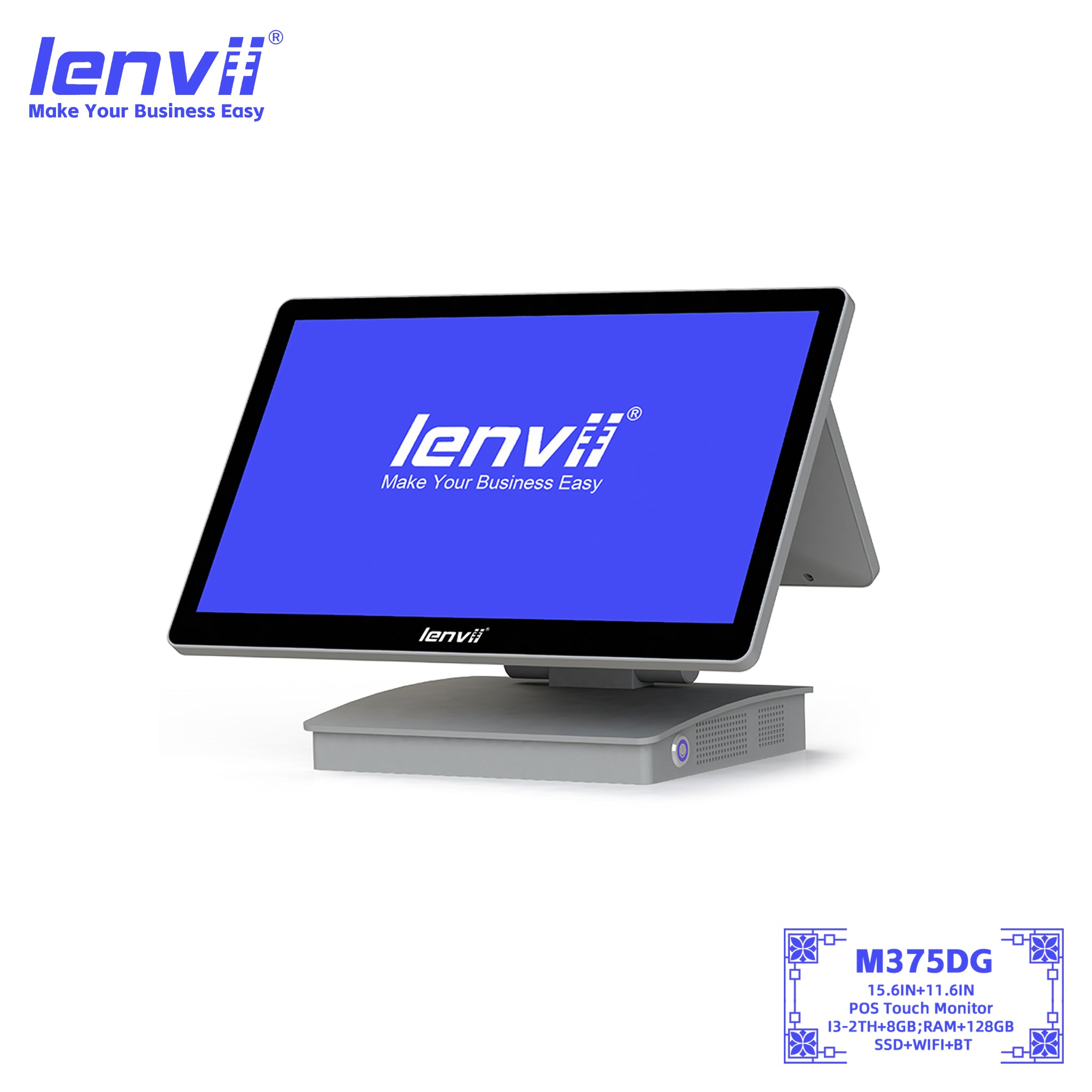 LENVII M375DG Dual-Screen Windows POS Terminal 15.6"+11.6"