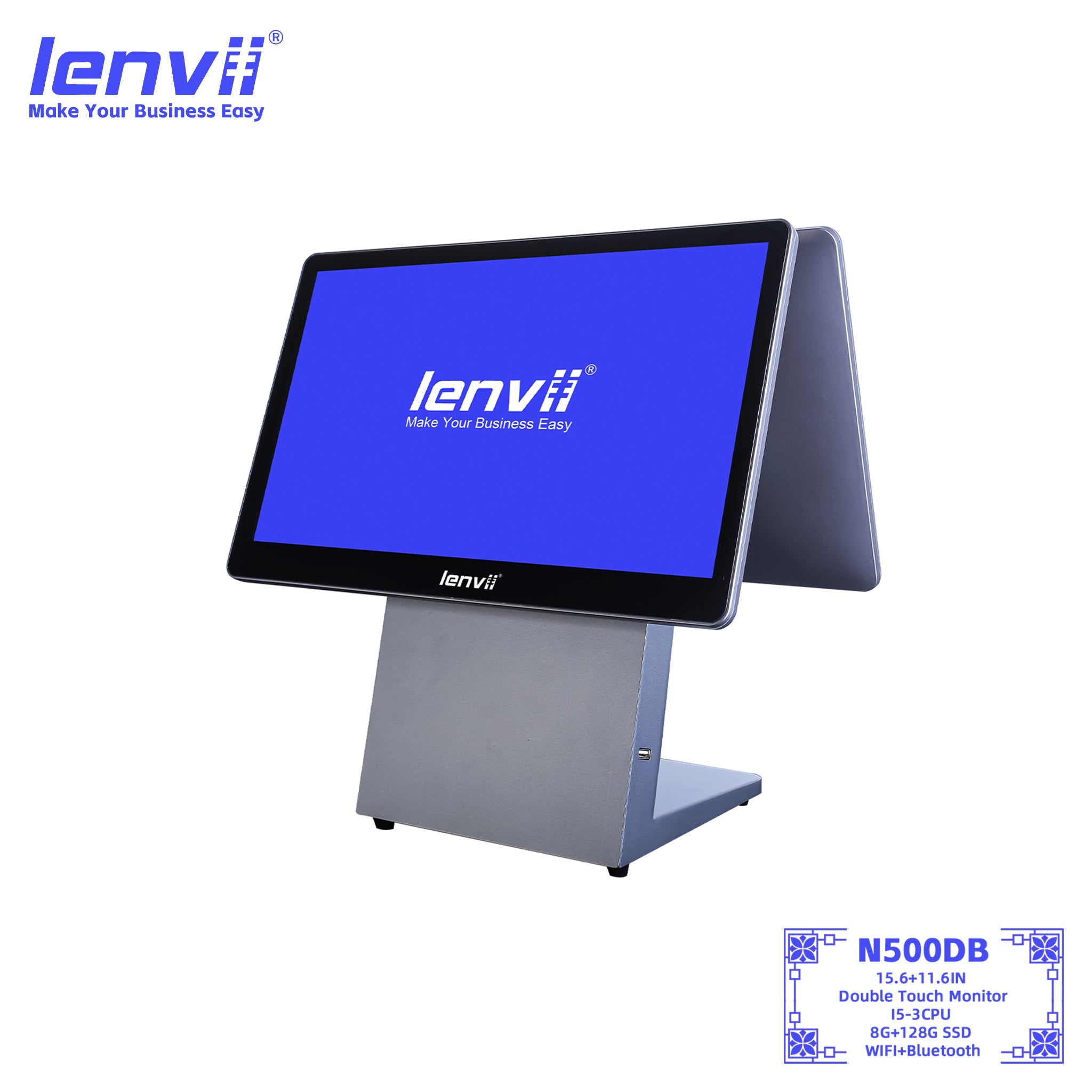 LENVII N500DB Dual Screen Windows POS Terminal