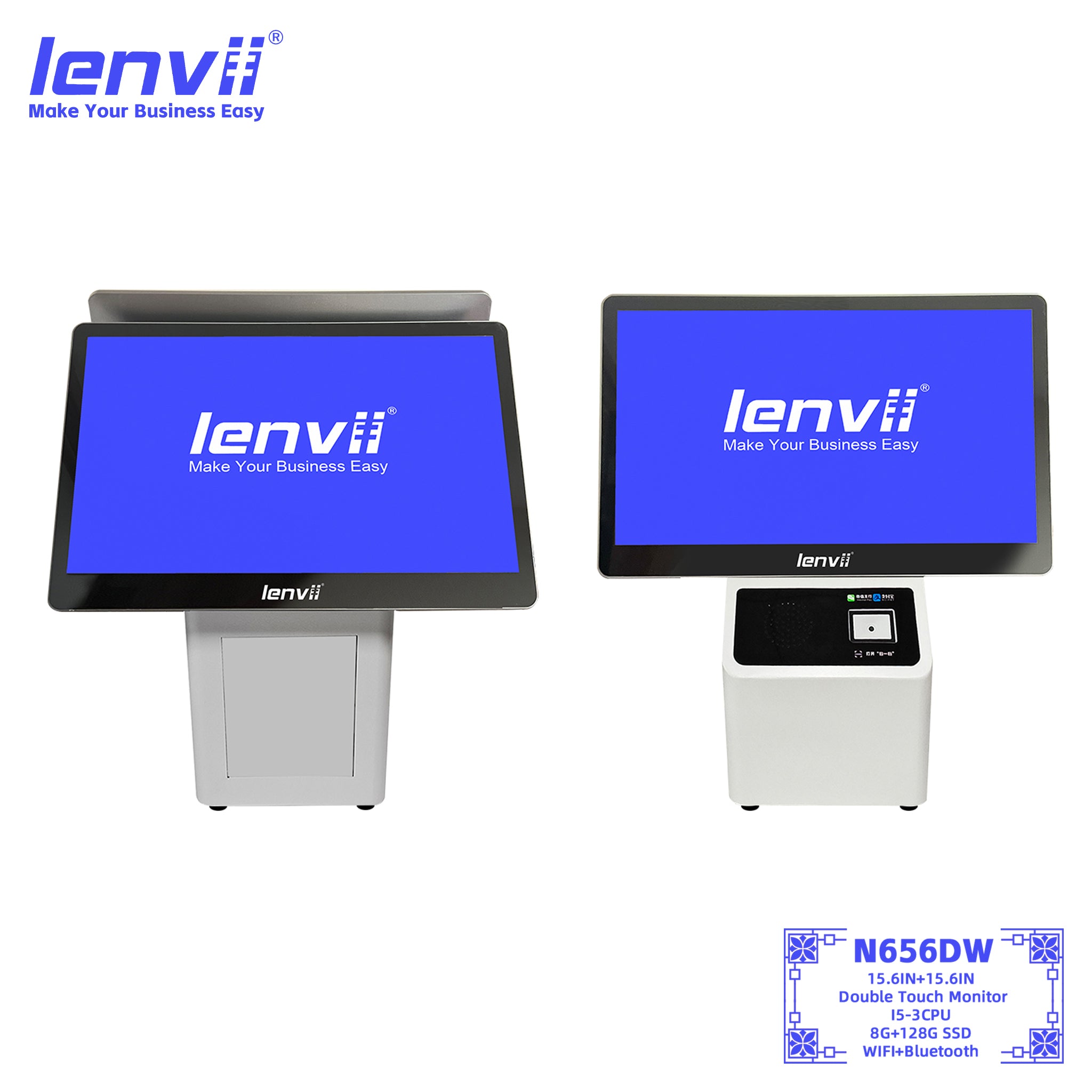 LENVII N656DW Dual Screen Windows POS Terminal