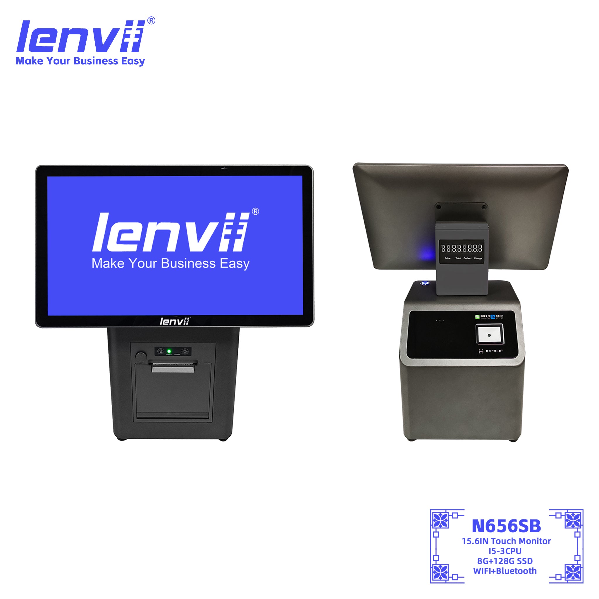LENVII N656SB Bluetooth Single Screen Windows POS Terminal
