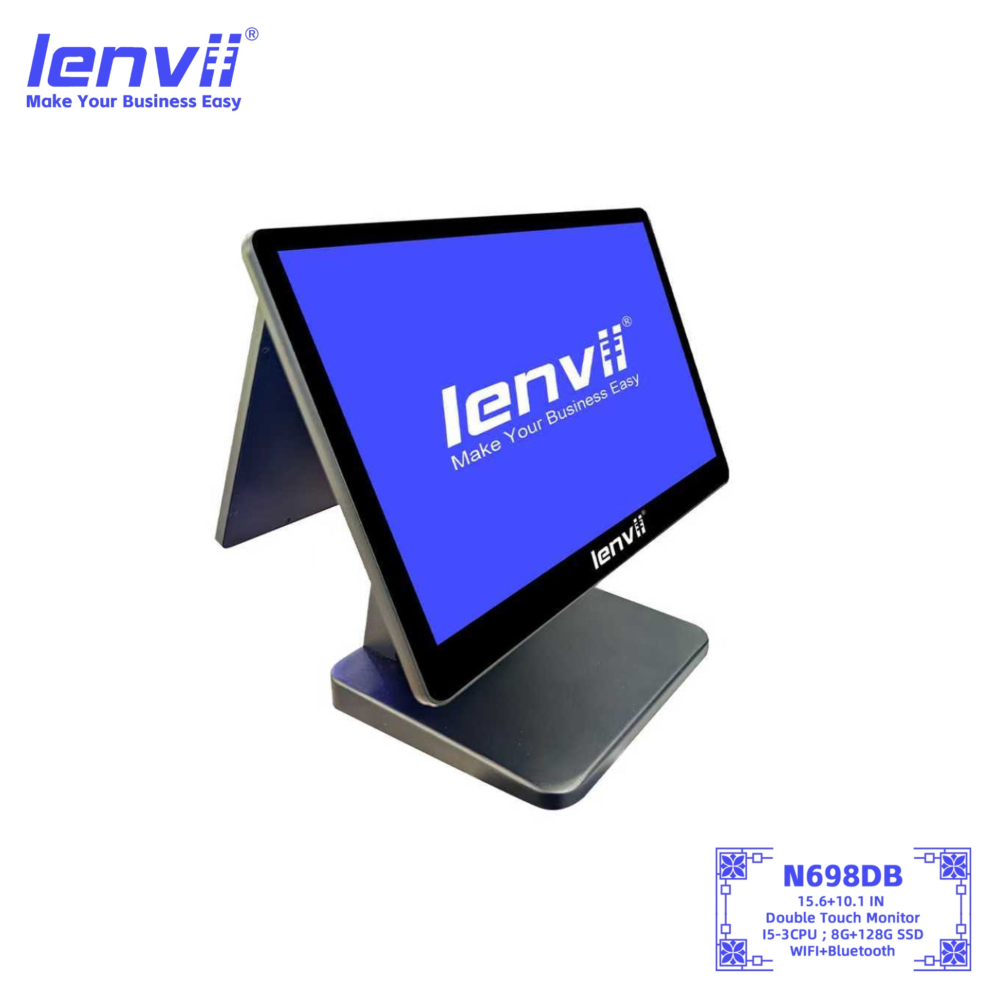 LENVII N698DB Dual Screen Bluetooth Windows POS Terminal