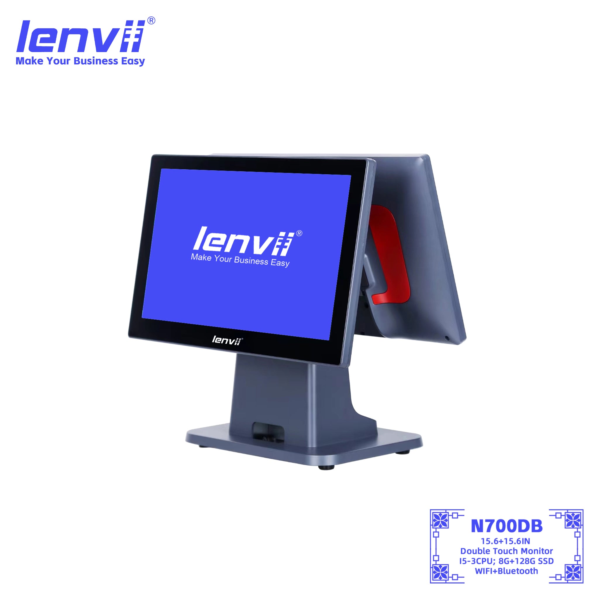 LENVII N700DB Dual Screen Bluetooth Windows POS Terminal