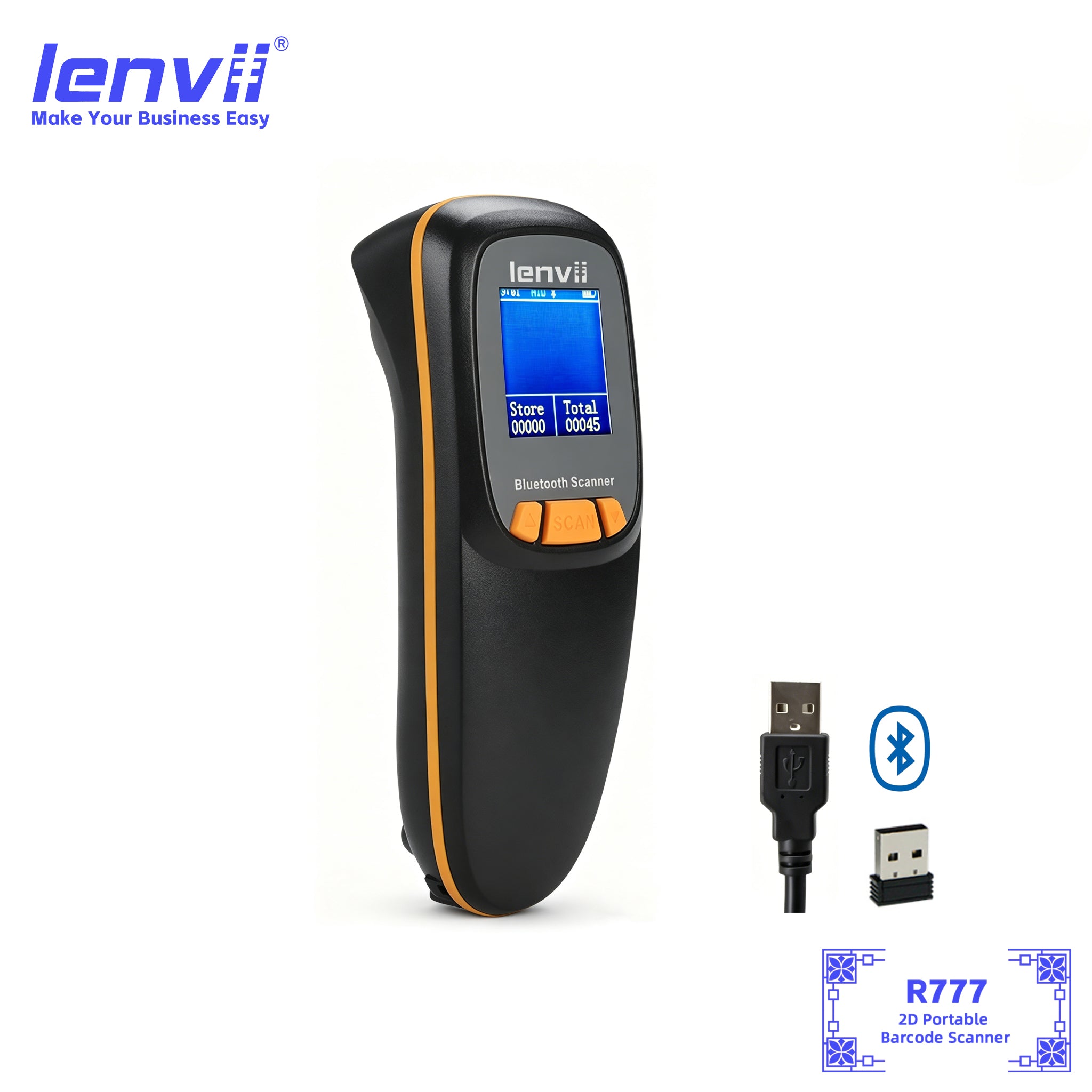 LENVII R777 Handheld Barcode Scanner – Long-Range 1D/2D Wireless Reader