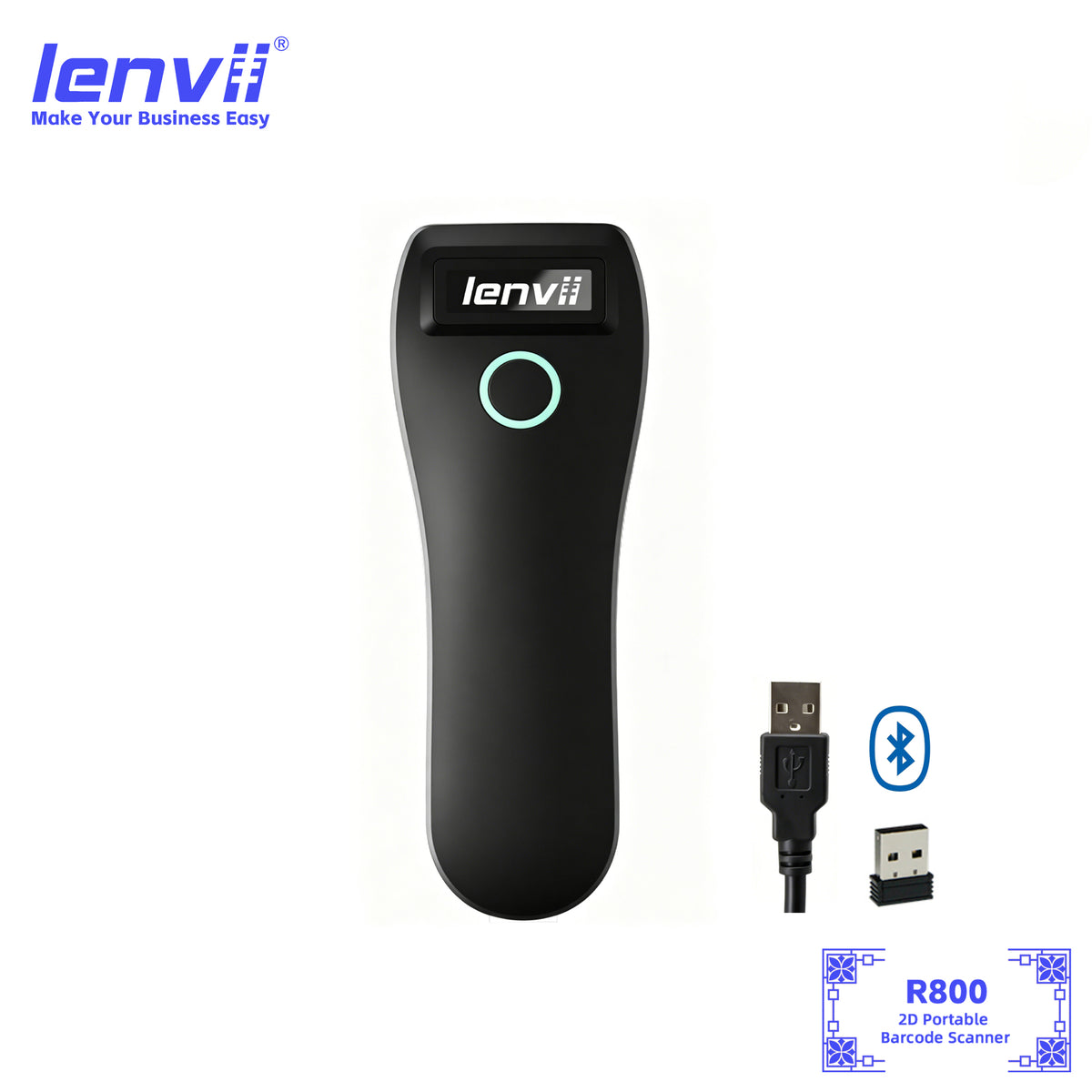 LENVII R800 Wireless Barcode Scanner | Long-Range 1D 2D Handheld Reader ...