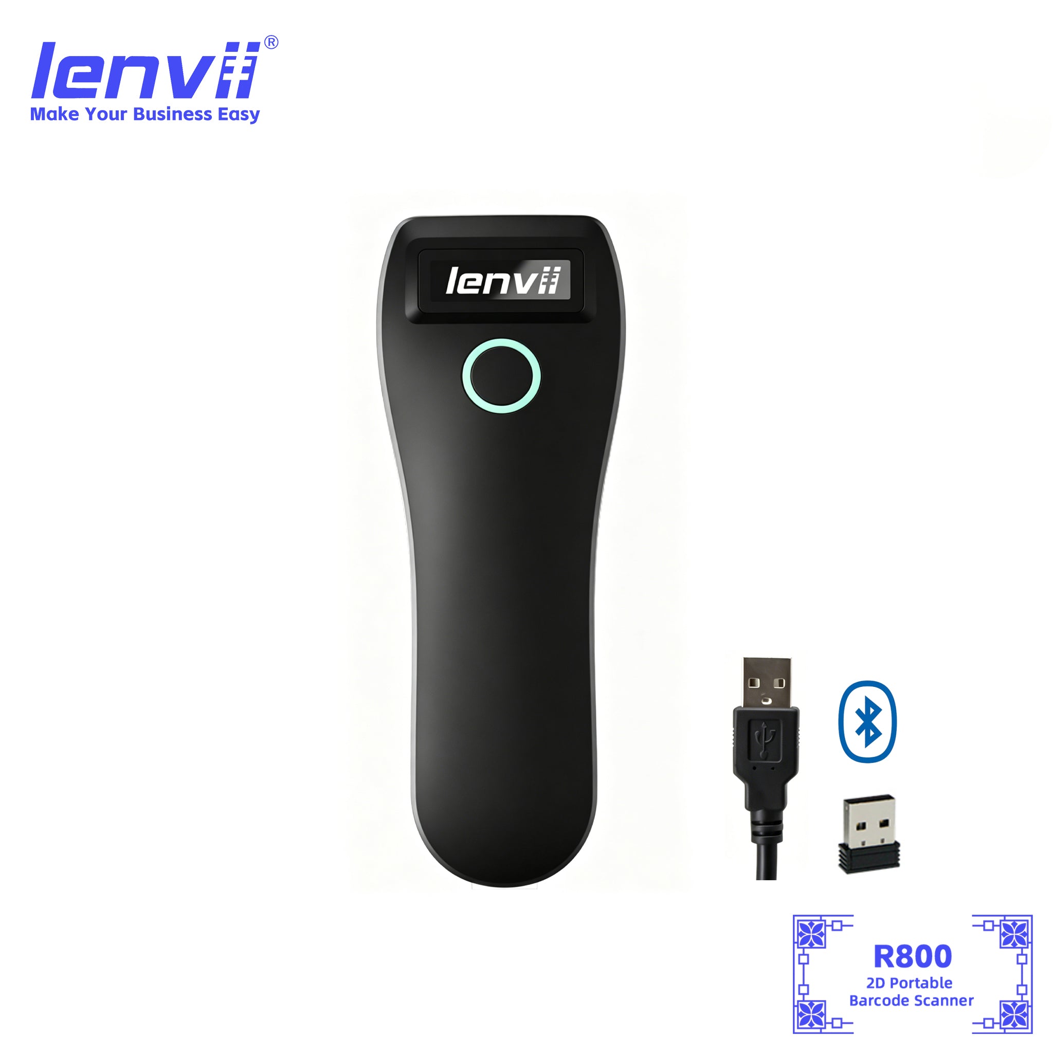 LENVII R800 Wireless Barcode Scanner – 1D/2D Long-Range Reader