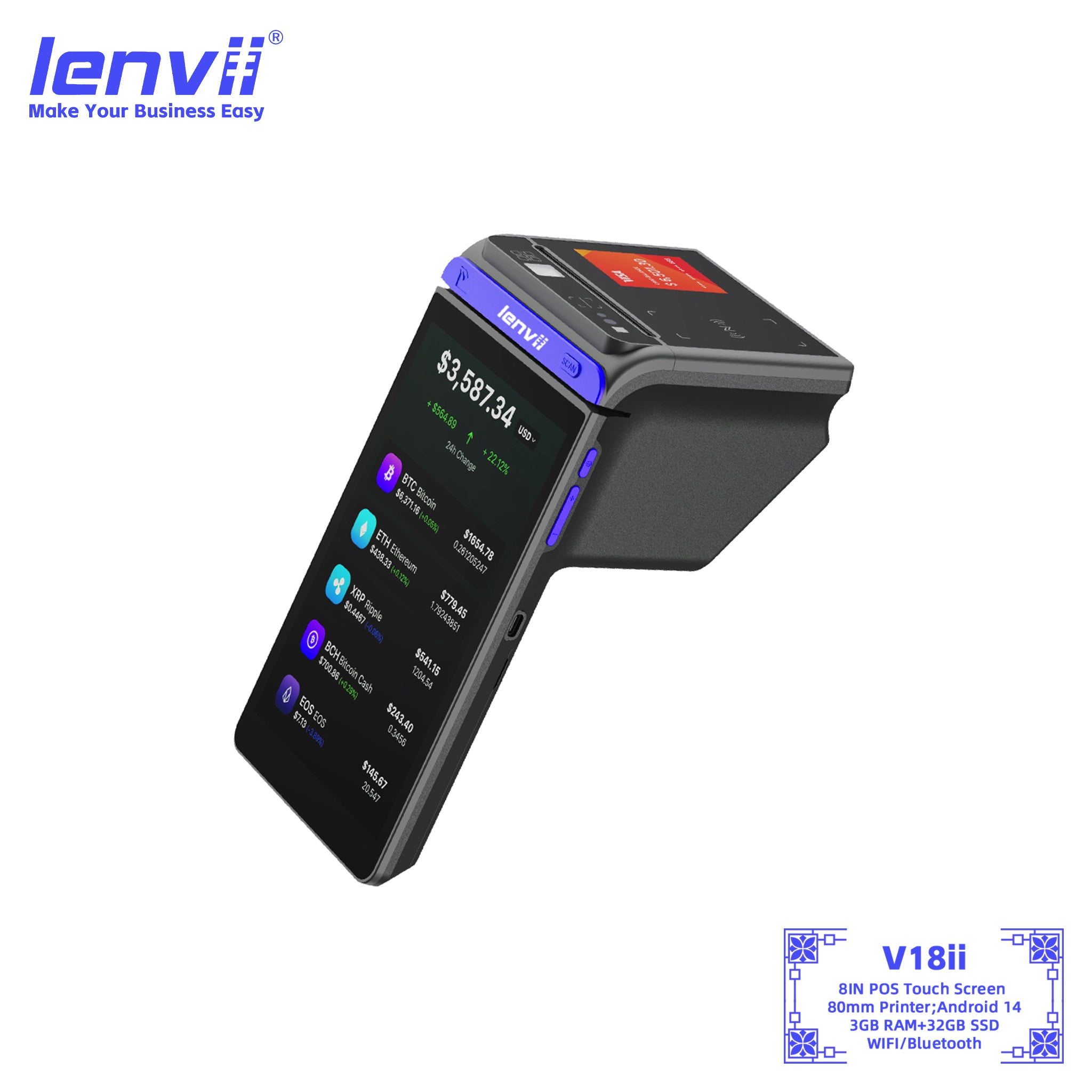 LENVII V18ii Android 14 Handheld POS Terminal | 3GB+32GB